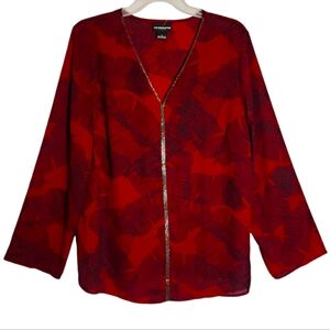 Liz Claiborne women's lg geometric silver stud front pullover tunic. NWT 6001